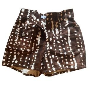NWOT Fleamadonna brown & white mudcloth print cotton shorts